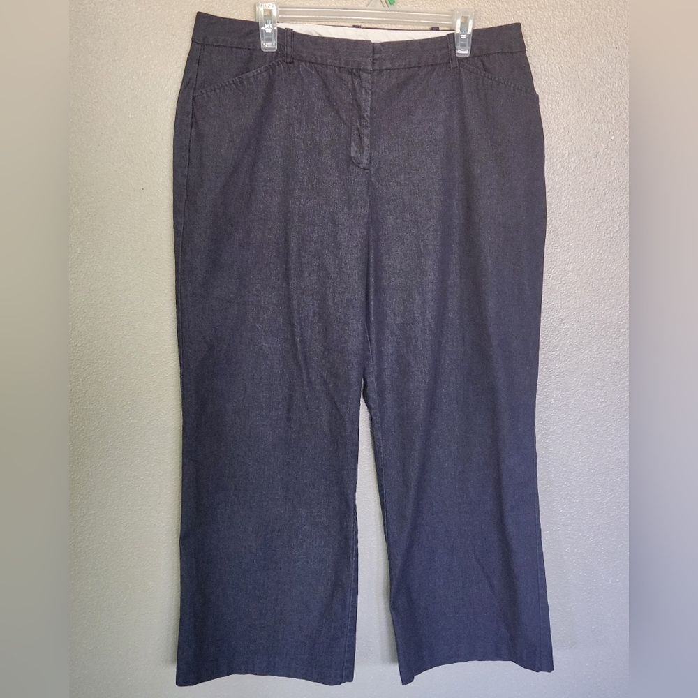 Women's 14 Worthington Wide Leg Dark Blue Chambray Denim Pants